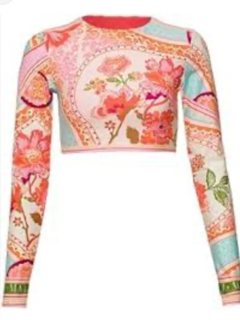 Maaji Spectacle Floral Groove Long Sleeve Crop Swim Top NWT